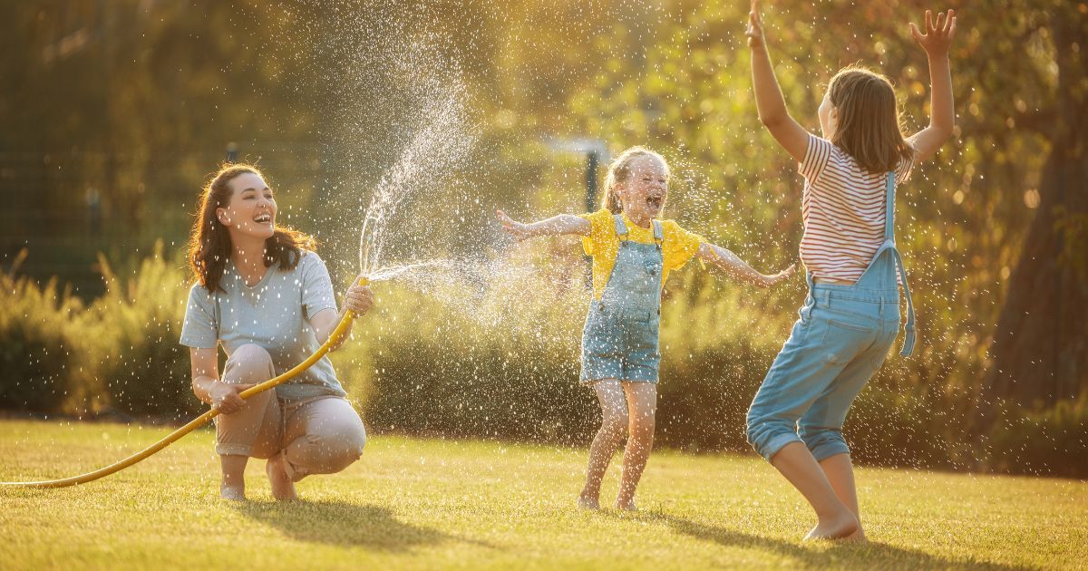 Playing in hose connected to home's plumbing